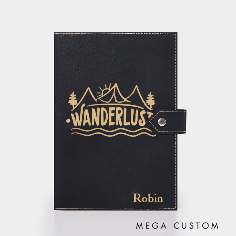 Personalized Wanderlust Leather Notebook for Traveling Lovers Leather Journal Travel Gift