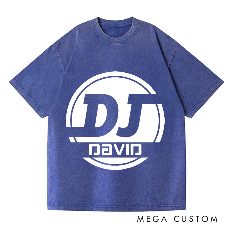 Personalized Washed T-Shirts DJ Name Music Tee