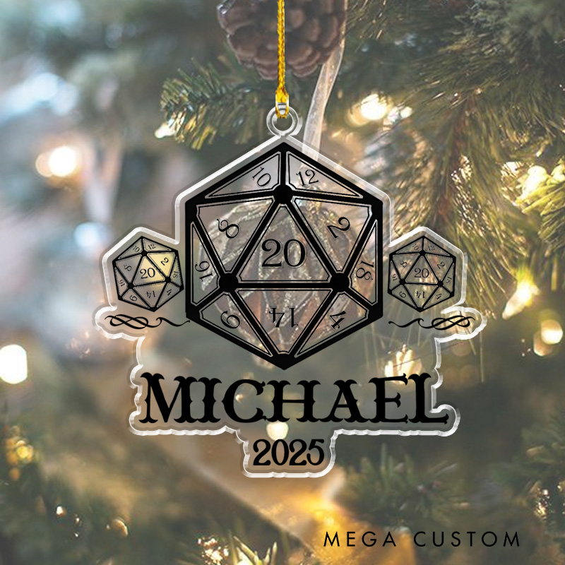 Personalized D20 Dice for Rpg Enthusiasts Christmas Ornament Role Playing Enthusiasts Christmas Ornament Gift Game Geek Lover