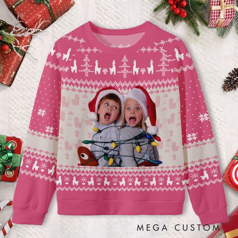 Personalized Joyful Kids Photo Christmas Celebration Ugly Sweater Shirt