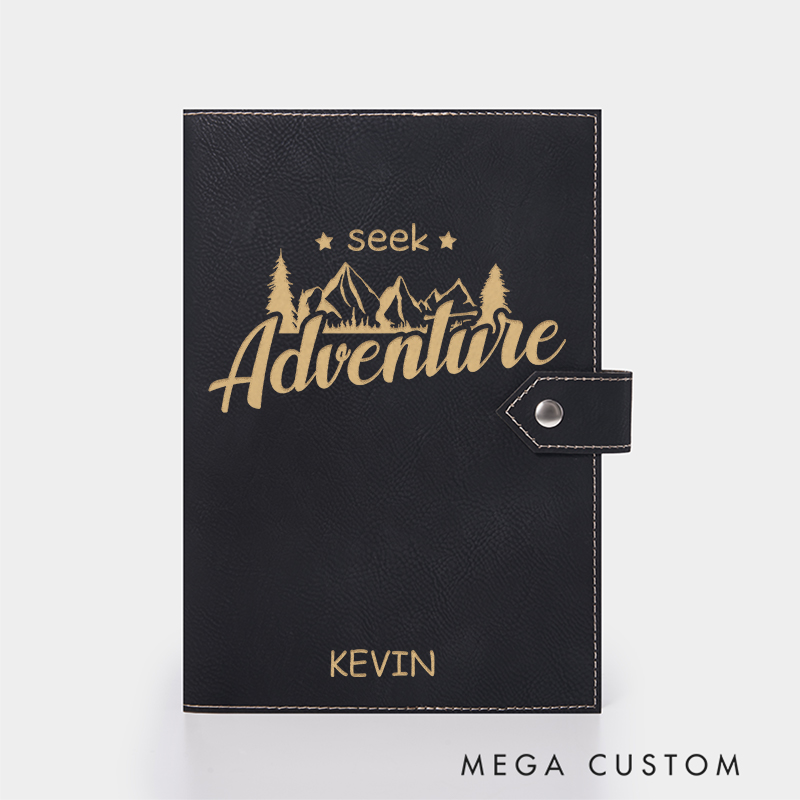 Personalized Seek Adventure Leather Notebook for Traveling Lovers Leather Journal Travel Gift