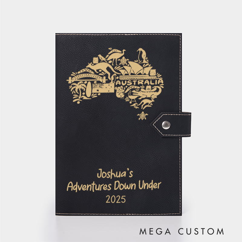 Personalized Australia Adventure Leather Notebook for Traveling Lovers Leather Journal Travel Gift