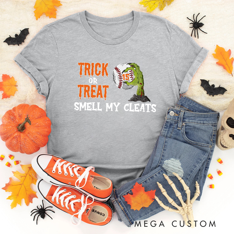 Personalized Trick or Treat Baseball T-Shirt with Custom Text 