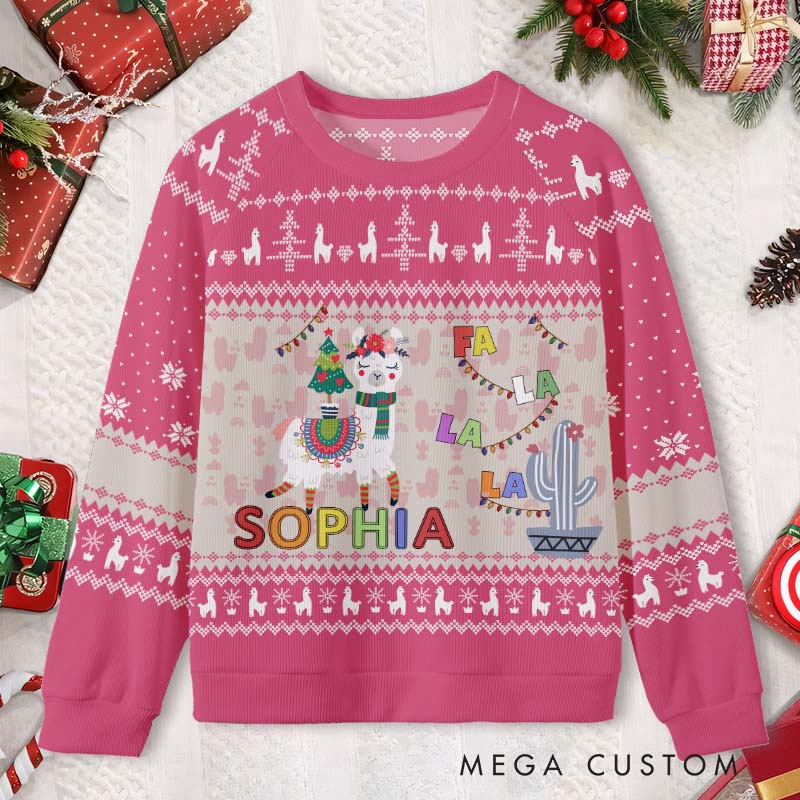 Personalized Kids Name Fa La La La Ugly Sweater Funny Christmas Gift