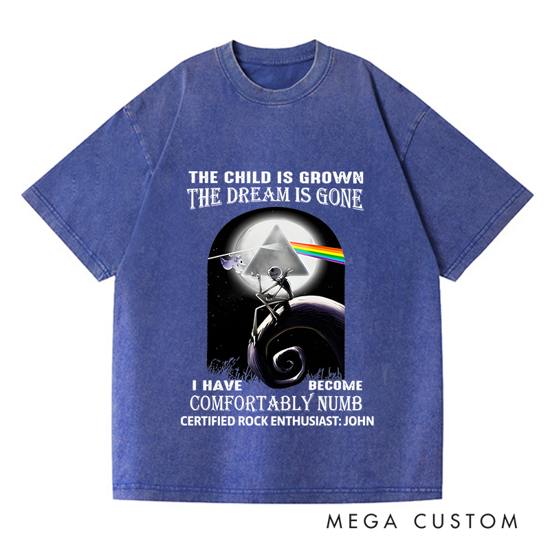 Personalized Washed T-Shirts The Child Is Grown the Dream Is Gone I Have Comfortably Numb T-Shirt