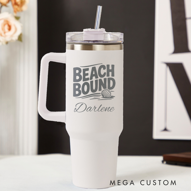 Personalized Beach Bound Tumbler Traveling Lovers Cup Stainless Steel Laser Engraved Tumbler Gift for Vacation