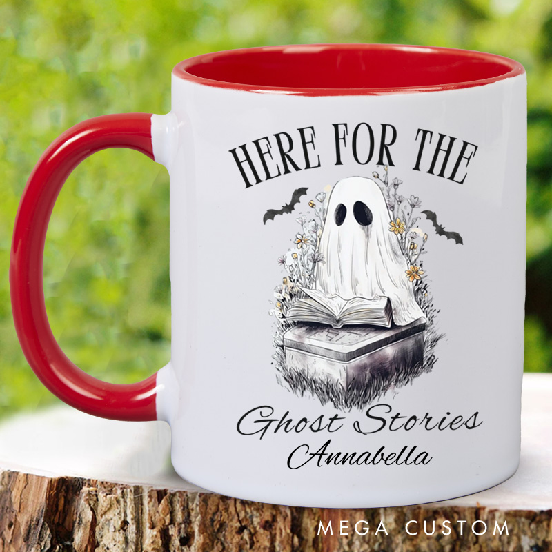 Personalized Here for the Ghost Stories Mugs Custom Halloween Ghost Mug with Name Reading Mug Book Lover Gift Reading Lover Halloween Gift