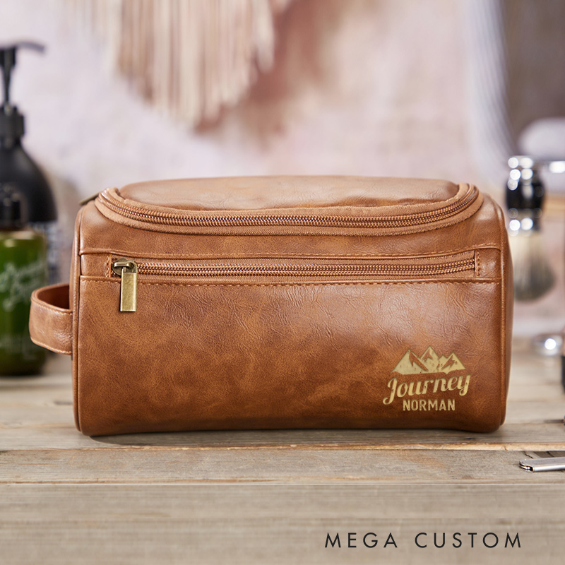 Personalized Journey Toiletry Bag Leather Toiletry Bag for Traveling Lovers Vacation Travel Gift for Him