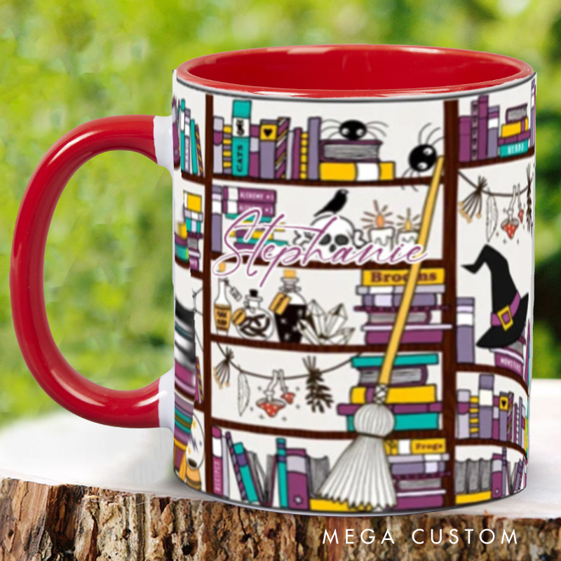 Personalized Witchy Gothic Bibliophile Mugs Custom Halloween Book Mug with Name Spooky Bookish Mug Book Lover Gift Reader Halloween Gift