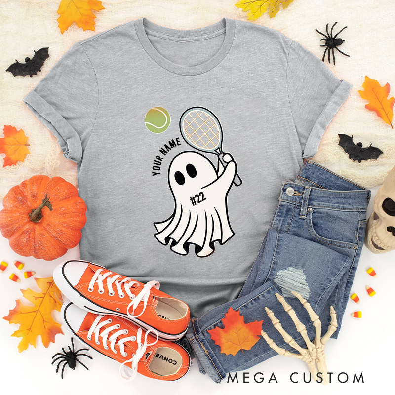 Personalized Ghost Tennis T-Shirt with Custom Name and Number  