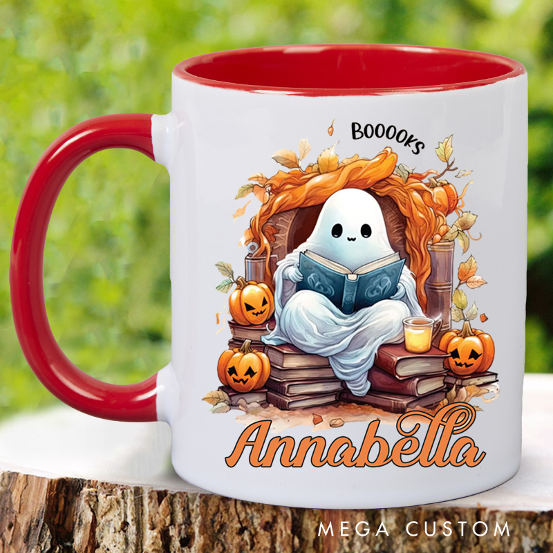 Personalized Ghost Reading Book Mugs Custom Ghost Halloween Coffee Mug with Name Bookish Mug Book Lover Gift Librarian Gift Halloween Gift