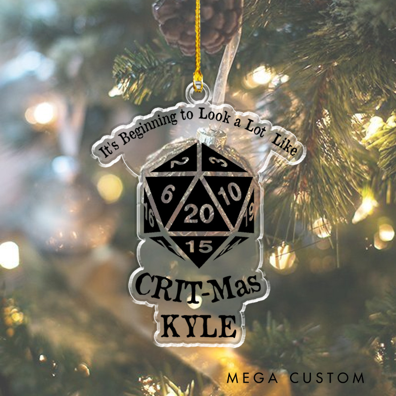 Personalized Rpg Gaming Christmas Decoration D20 Ornament It's Beginning to Look a Lot like Crit Mas Decor Gift for Geek Game Lover
