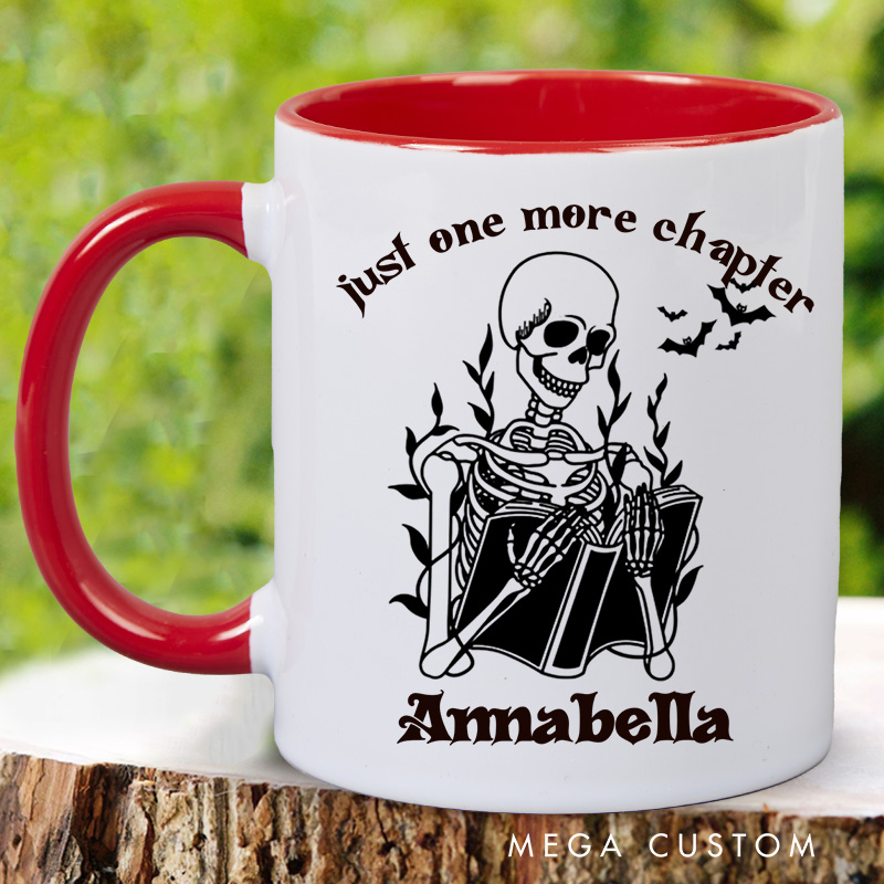 Personalized Just One More Chapter Mugs Custom Spooky Reader Coffee Mug with Name Librarian Mug Book Lover Gift for Bookish Halloween Gift