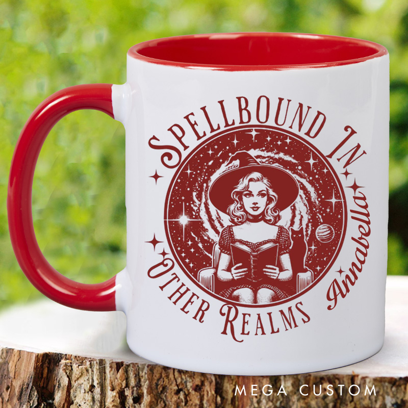 Personalized Spellbound in Other Realms Mugs Dark Academia Coffee Cup with Name Halloween Witch Mug Book Lover Gift for Bookish Gift