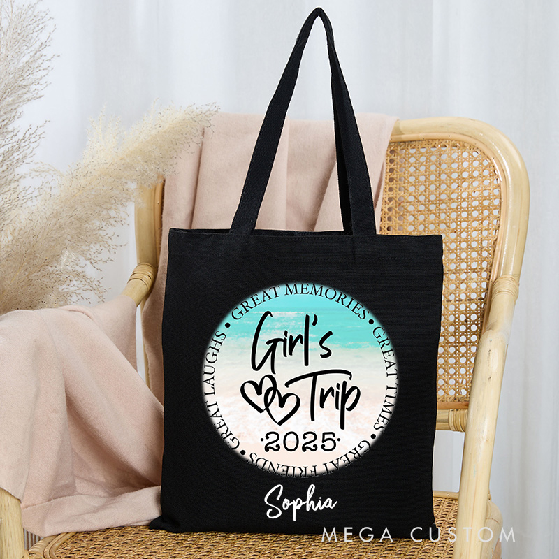 Personalized Girls Trip Tote Bag Gift for Traveling Lovers Gift for Beach Trip
