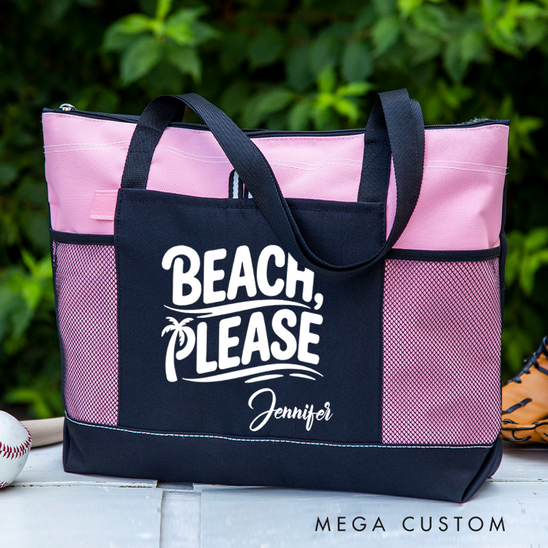 Personalized Beach Please Tote Bag Canvas Tote Travel Bag Gift for Traveling Lovers Vacation Gift