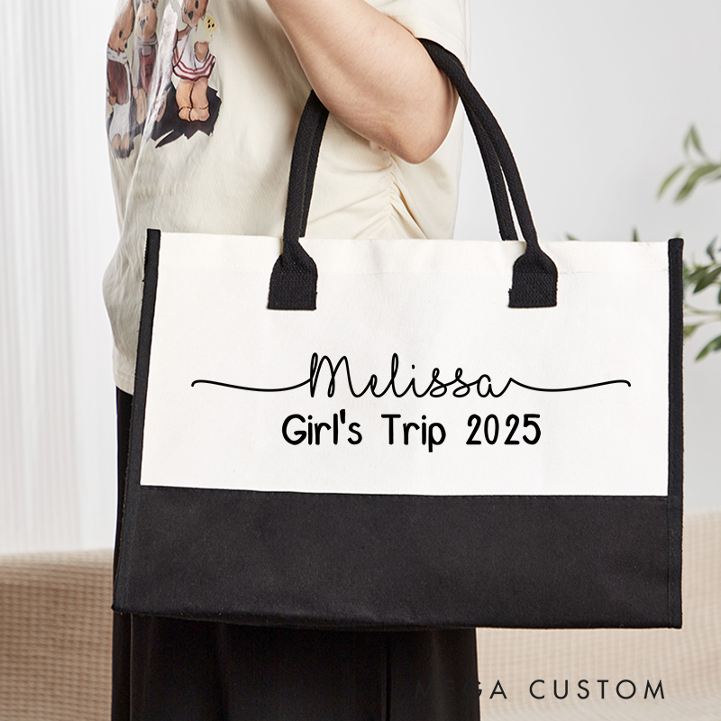 Personalized Girls Trip 2025 Tote Bag for Traveling Lovers Vacation Tote Bag Gift for Trip