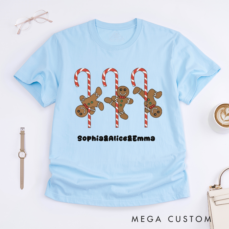 Personalized Gingerbread Dance T-Shirts Cute Gift for Women Custom Name Tee Perfect for Friends Family