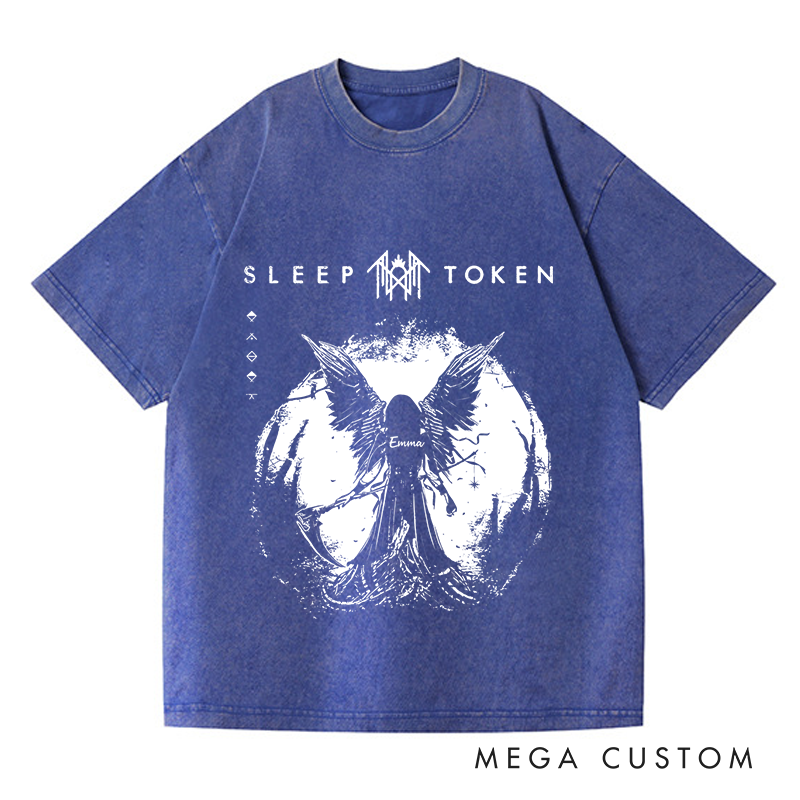 Personalized Washed T-Shirts Dark and Intriguing Angel Wings Mysterious T-Shirt