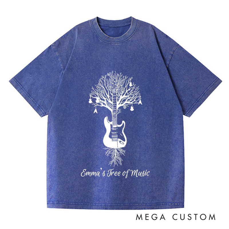 Personalized Washed T-Shirts Drum Kit T-Shirt Musical Drummer Tree Percussion in All Sizes T-Shirt