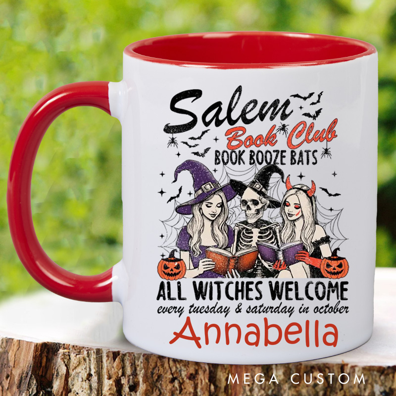 Personalized Book Club Mugs Custom Spooky Witch Coffee Mug with Name Halloween Mug Book Lover Gift for Librarian Gift Halloween Gift