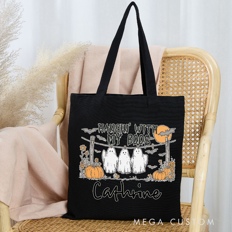 Personalized Vintage Read More Books Tote Bag Custom Ghost Reading Book Bag with Name Book Lover Gift Reading Lover Gift Halloween Gift