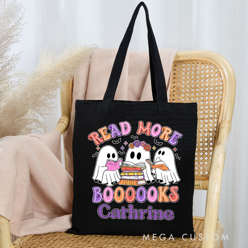 Personalized Welcome to the Haunted Library Tote Bag Custom Spooky Bookish Bag with Name Book Lover Gift Reader Gift Halloween Gift