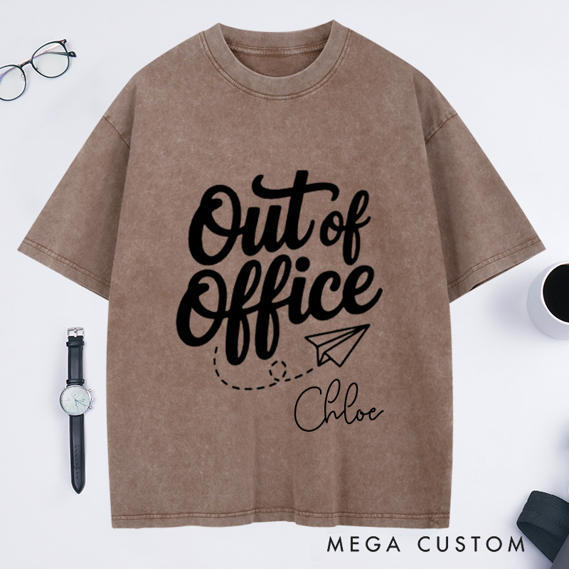 Personalized Out of Office Washed T-Shirt for Traveling Lovers Traveler Gifts Adventure Tee