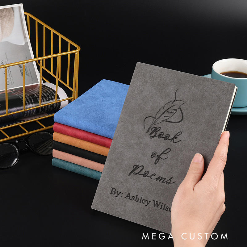 Personalized Book of Poem Journals Engraved Leather Poetry Notebook Journals with Name Book Lover Gift Bookish Gift for Librarian Gift