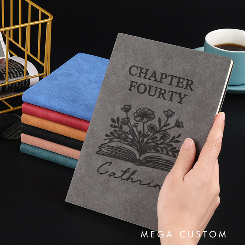 Personalized Fortieth One More Chapter Journals Engraved Leather Notebook Journals with Name 40th Birthday Gift for Book Lover Gift Bookish Gift
