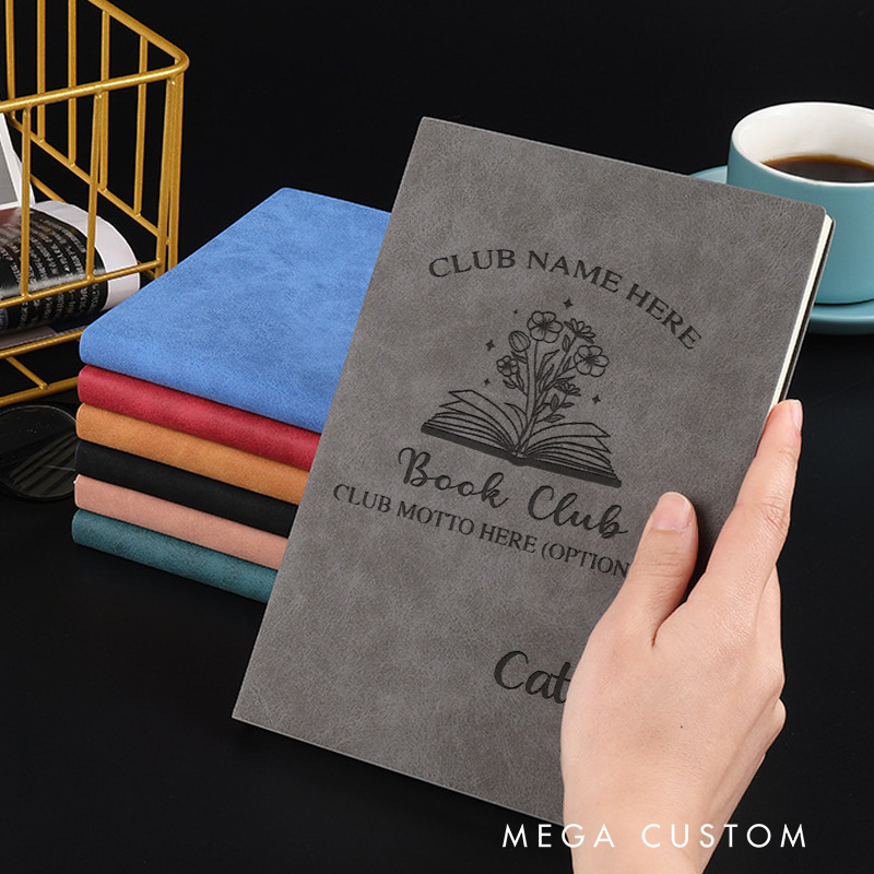 Personalized Book Club Journals Engraved Leather Reading Club Notebook Journals with Name Book Lover Gift Bookish Gift Librarian Gift