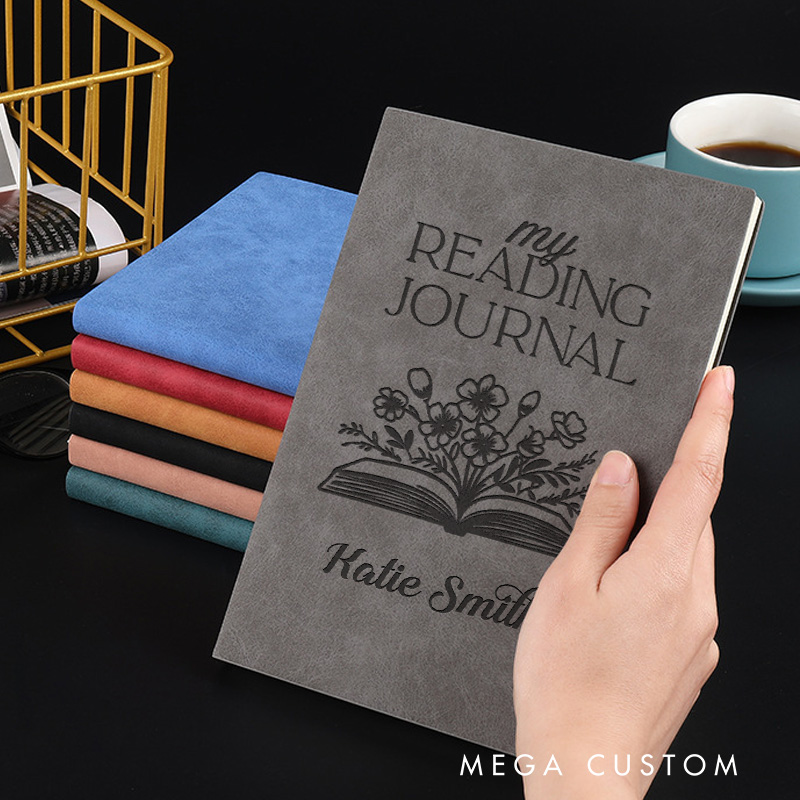 Personalized Leather Reading Journals Engraved A5 Notebook with Name Reading Tracker Journal for Book Lover Gift Bookish Gift Librarian Gift
