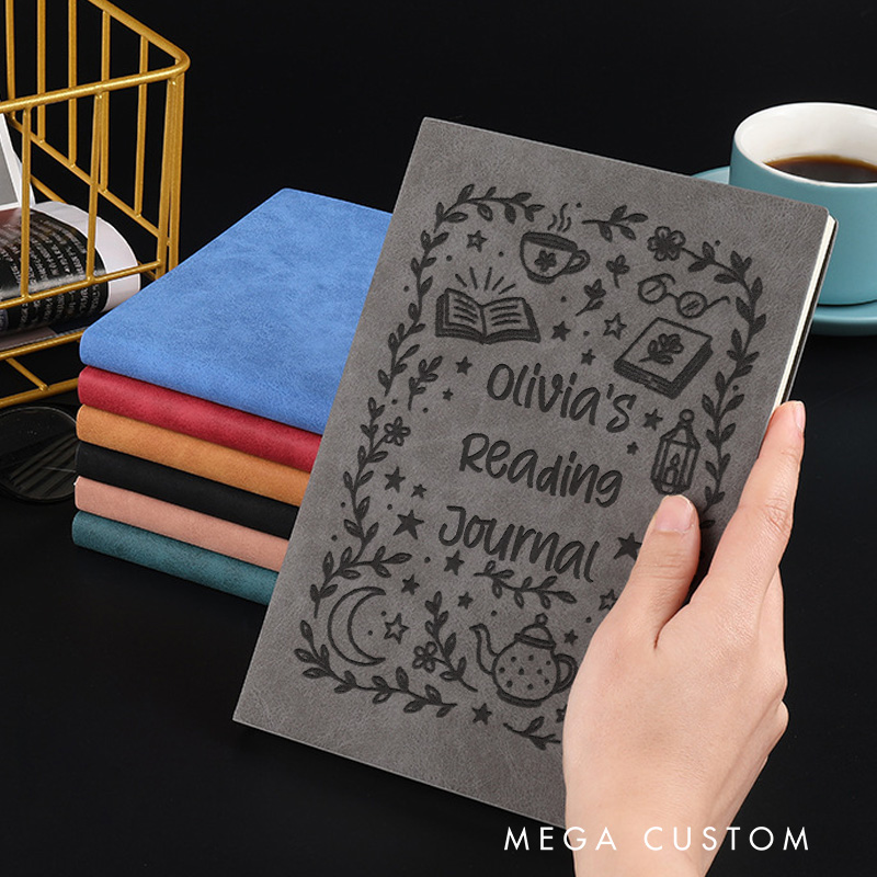 Personalized Leather Reading Journal Engraved Notebook Notebook with Name Bookish Journal for Book Lover Gift Bookish Gift Librarian Gift