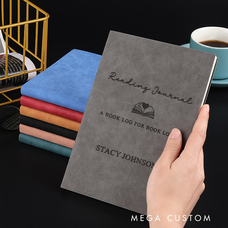 Personalized Leather Reading Journal Engraved Book Club Notebook with Name Bookish Journal for Book Lover Gift Bookish Gift Librarian Gift