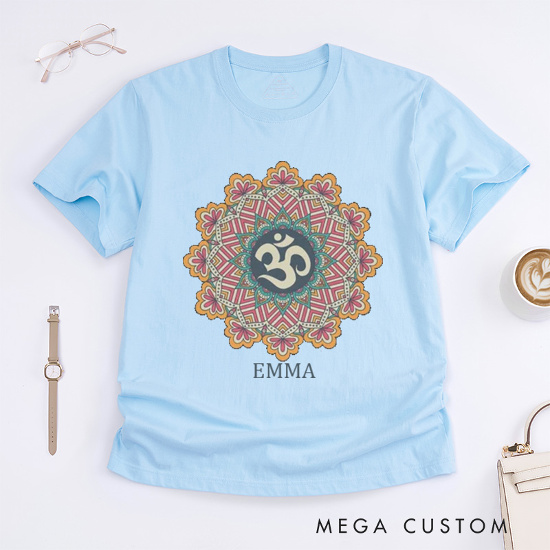 Personalized Om Yantra Mandala T-Shirt Yoga Meditation Spiritual T-shirt Ohm Aum Sacred Geometry Hindu Buddhist Clothing