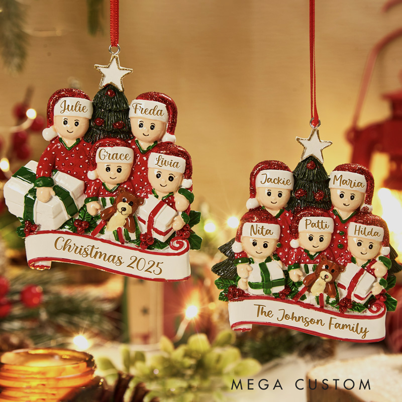 Personalized 2025 Christmas Ornament with Family Member Name Family Ornament Family of 2 3 4 5 6 Ornament Christmas Keepsake