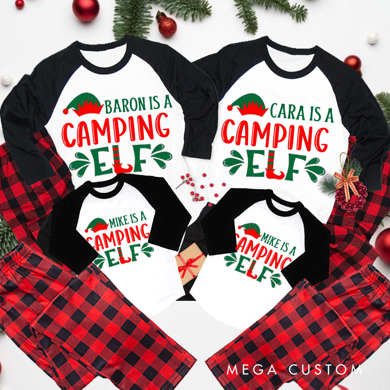 Personalized Elf Family Christmas Pajamas Camper Family Pajamas Christmas Gift for Camping Hiking