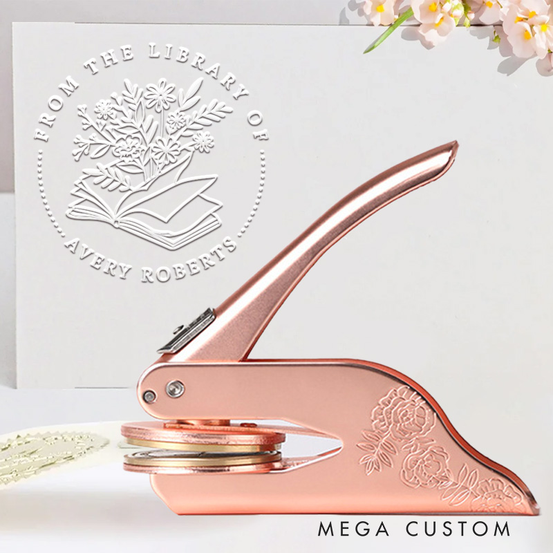 Personalized Flower Books Book Embosser Stamp from the Library of Stamp Library Embosser with Name Bookish Gift Book Lover Gift for Librarian