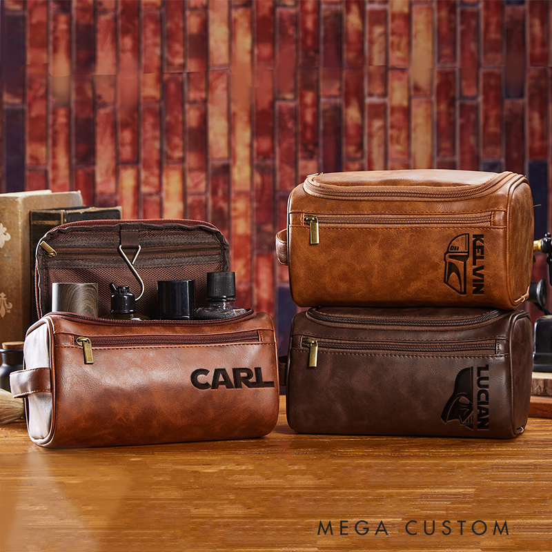 Personalized Space Opera Movie Leather Dopp Kit Galaxy War Film Mens Leather Toiletry Bag Engraved Dopp Bag Gift For Men