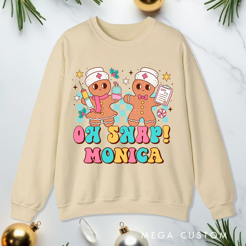 Personalized Nurse Sweatshirt Customized Gingerbread Nurse Design Sweatshirt Nurse Christmas Gifts 