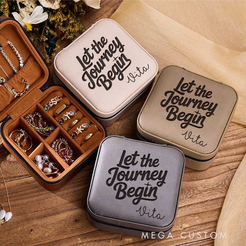 Personalized Let the Journey Begin Jewelry Box for Traveling Lovers Travel Jewelry Box Leather Jewelry Case