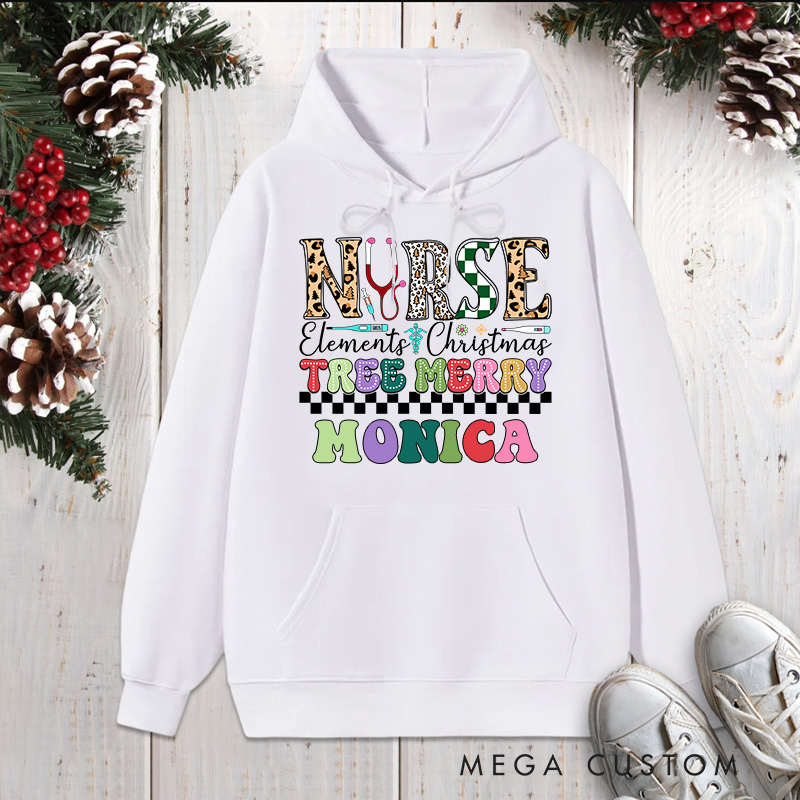 Personalized Hoodies for Nurse Customized Nurse Elements of Christmas Design Hoodies Xmax Gift