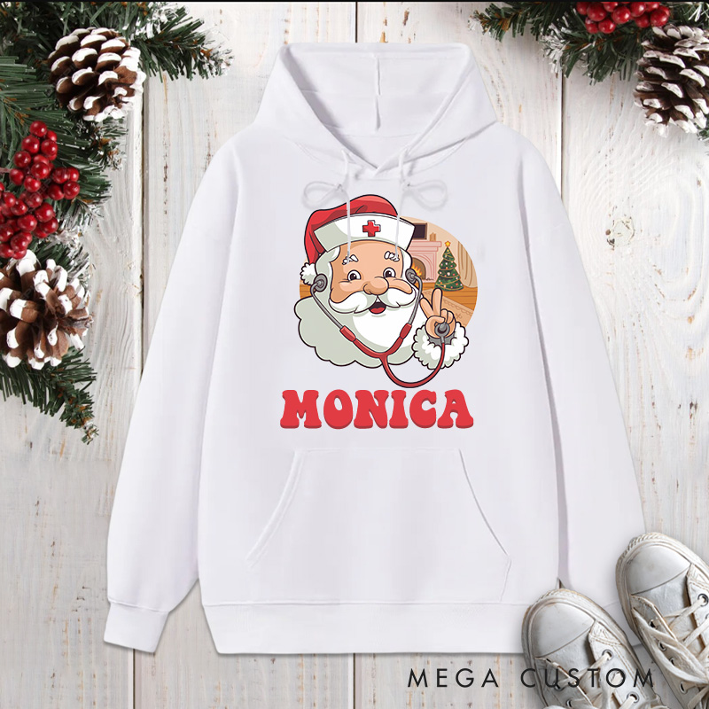 Personalized Hoodies for Nurse Customized Santa Nurse Design Hoodies Xmax Gift