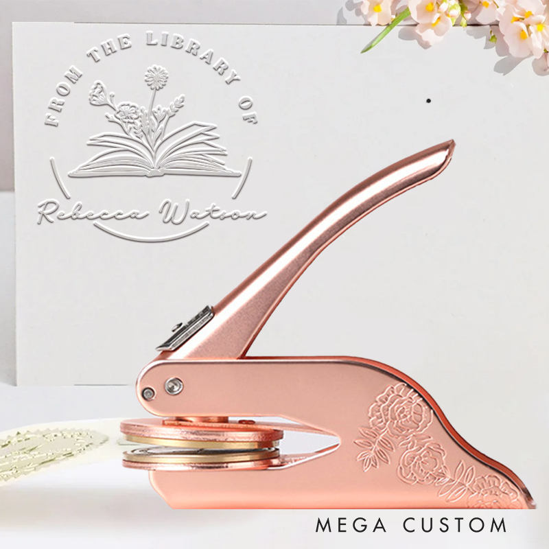 Personalized from the Library of Book Embosser Stamp Flower Book Library Embosser with Name Bookish Stamp for Book Lover Gift Librarian