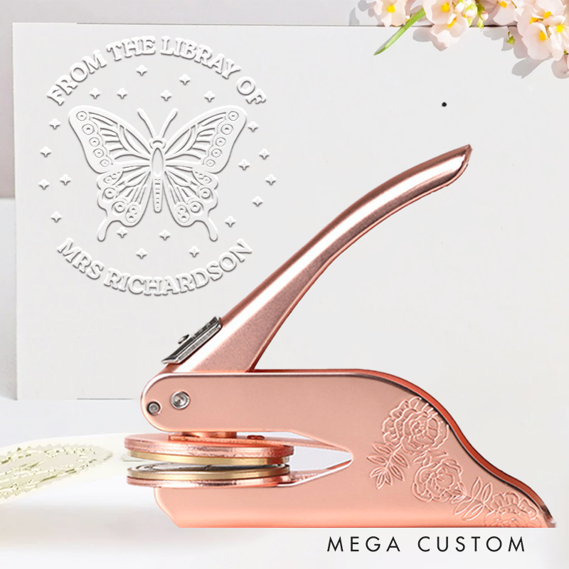 Personalized from the Library of Book Embosser Stamp Custom Star and Butterfly Library Embosser Name Bookish Stamp for Book Lovers Librarian Gift