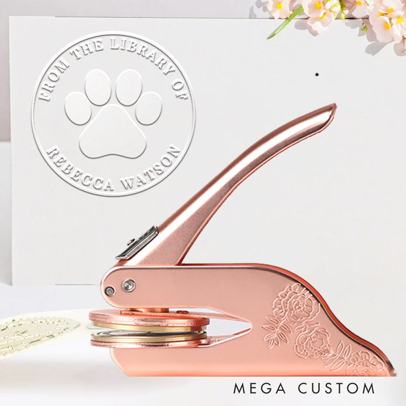 Personalized from the Library of Book Embosser Stamp Custom Library Embosser Name Paw Bookish Stamp for Book Lovers Librarian Gift