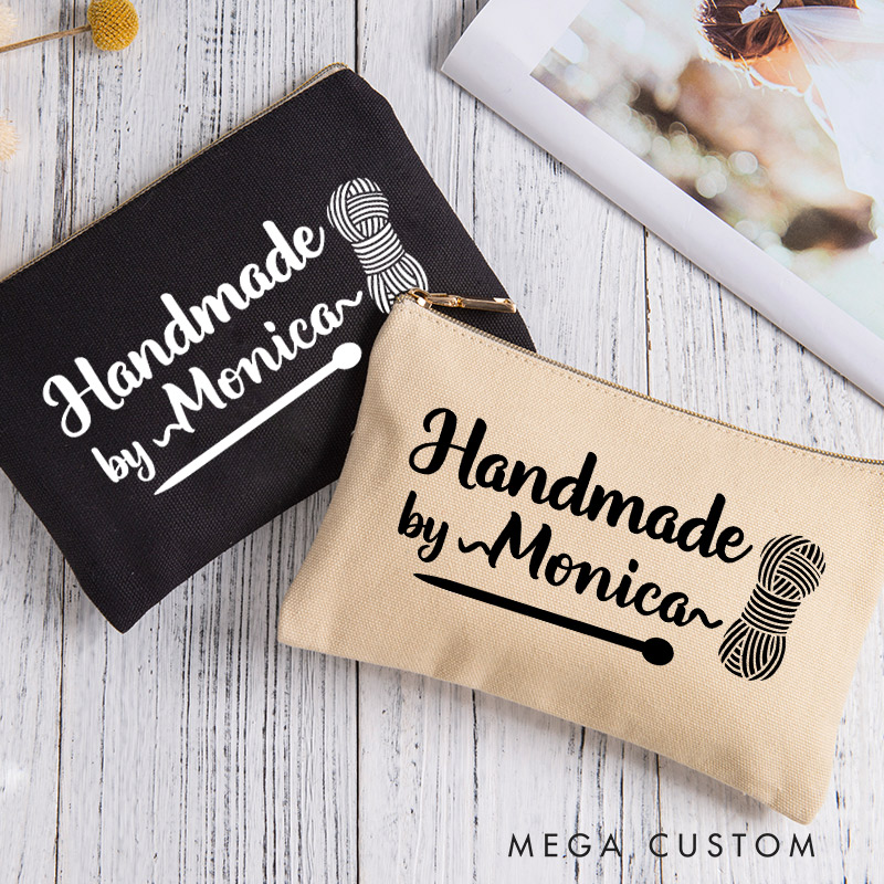Personalized Handmade by Cosmetic and Toiletry Storage for Knitting Lover Makeup Bag Gift for Yarn Lovers