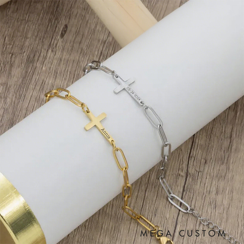 Personalized Mustard Seed Cross Bracelet with Date Faith Can Move Mountains Matthew 17 20 Biblical Jewelry Religious Christmas Gift for Christian