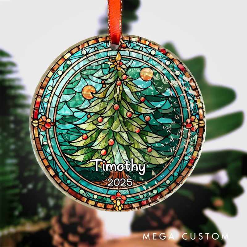 Personalized Glass Art Christmas Tree Christmas Ornament Glass Ornament Art Lovers Christmas Gift Artistic Xmas Gift Christmas Decor