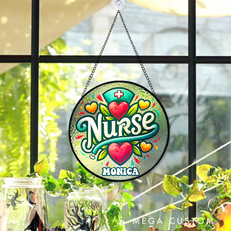 Personalized Nurse Sun Catcher Custom Glass Plaque for Nurse 